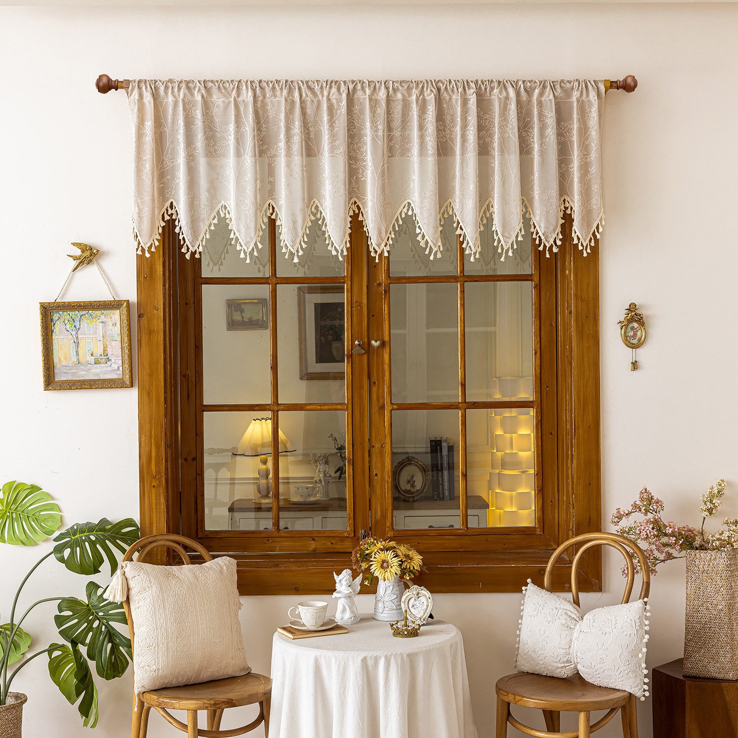 BYSURE Scheibengardine (1 St), Stangendurchzug, Kleine Vorhänge mit Quasten günstig online kaufen