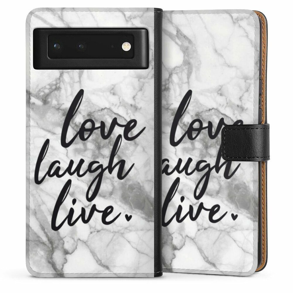 DeinDesign Handyhülle Marmor Sprüche Liebe Love, Laugh, Live Marmor