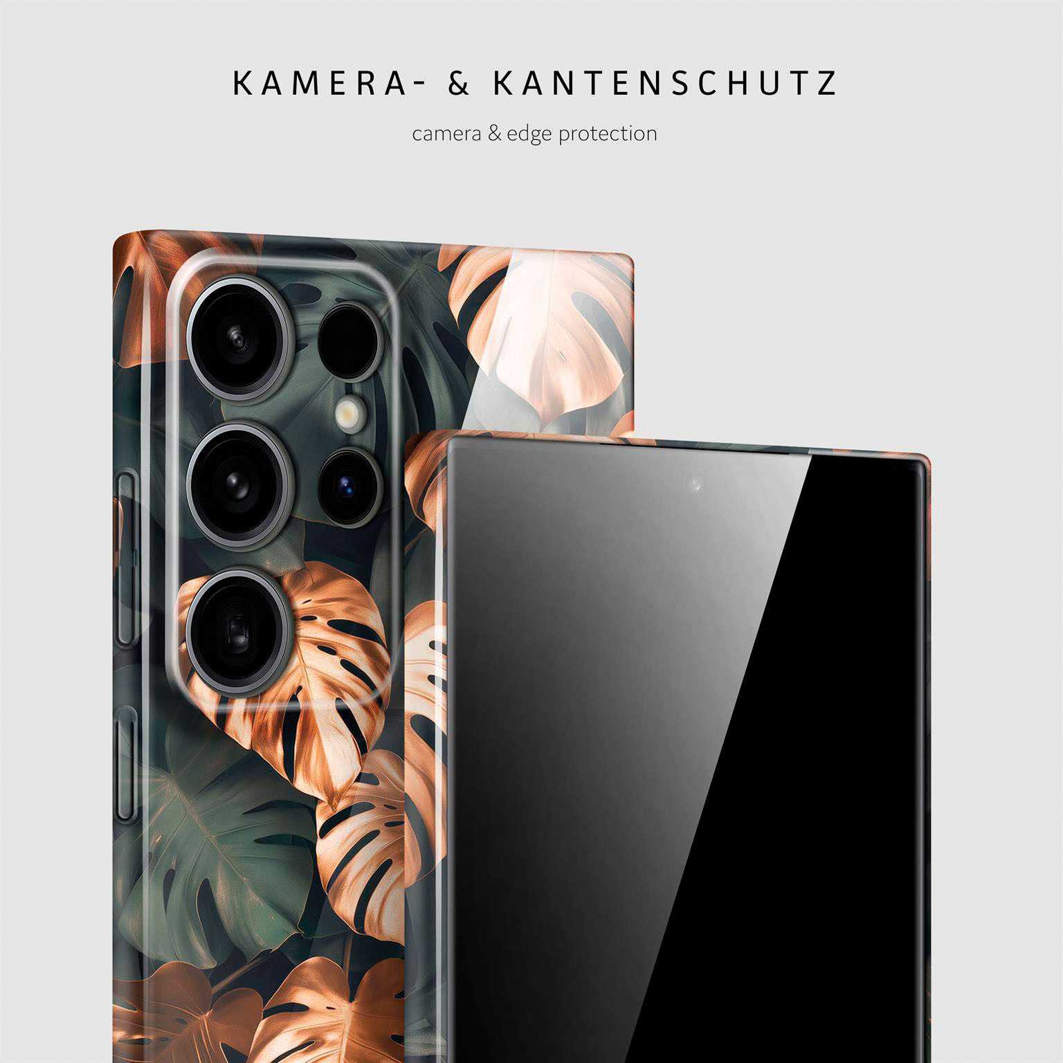 ONEFLOW Handyhülle für Samsung Galaxy S24 Ultra Hülle dünn Flower Cover Grün Gold 6,8 Zoll, Blumen Muster Handy Schutzhülle in Floral Design Case mit Kameraschutz