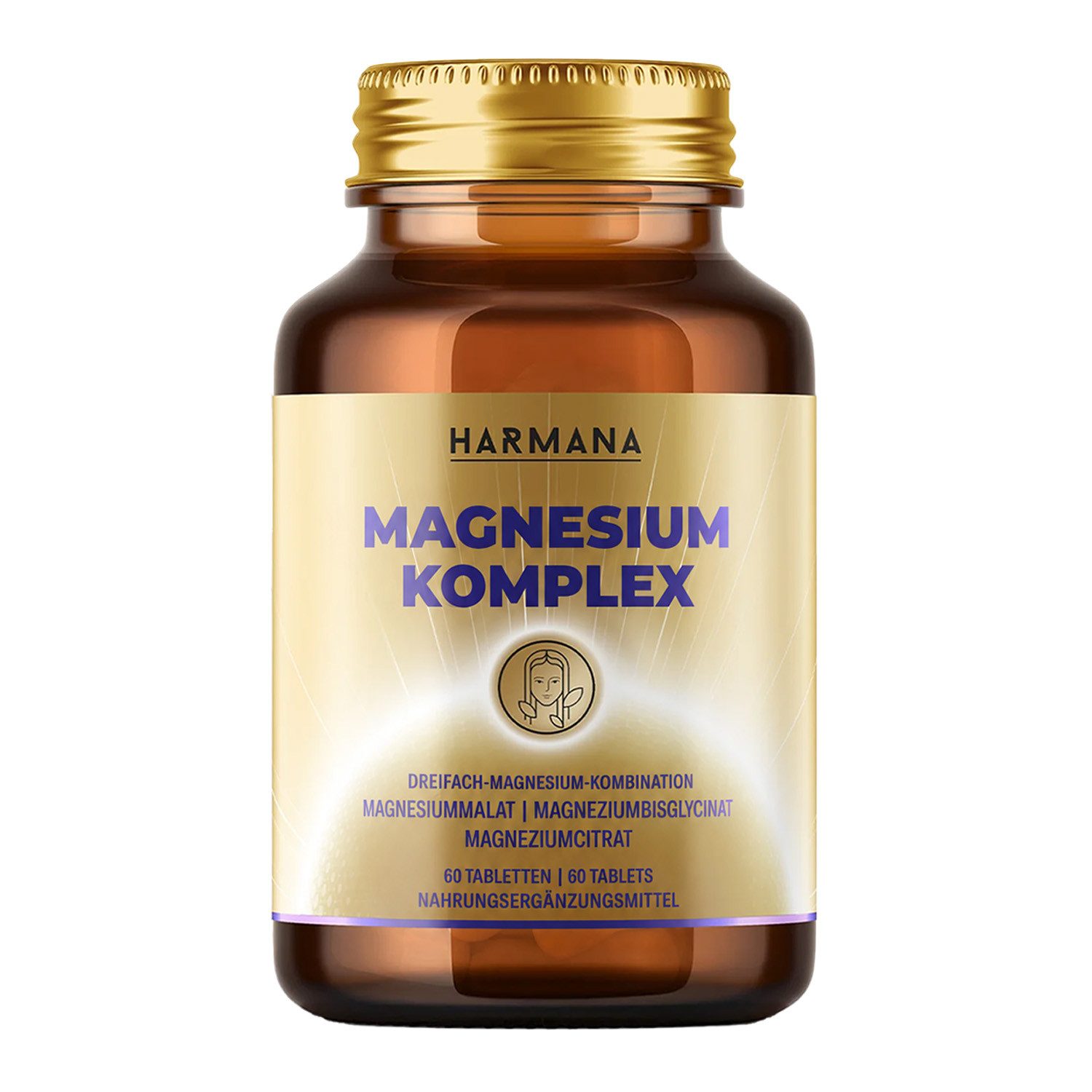 Harmana Magnesium Complex – 3 hochwertige Magnesiumformen, 60 Tabletten Tabletten, 60 St., 60 g, Lässt sich leicht in Ihren Alltag integrieren.