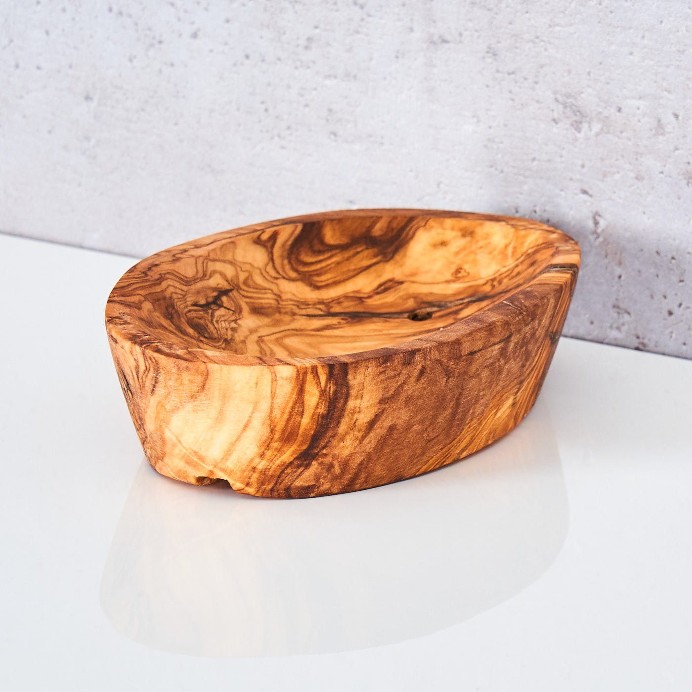 Levandeo® Dekoschale, Badzubehör oval Holz Seifenhalter ca.12x7cm Olivenholz-Seifenschale