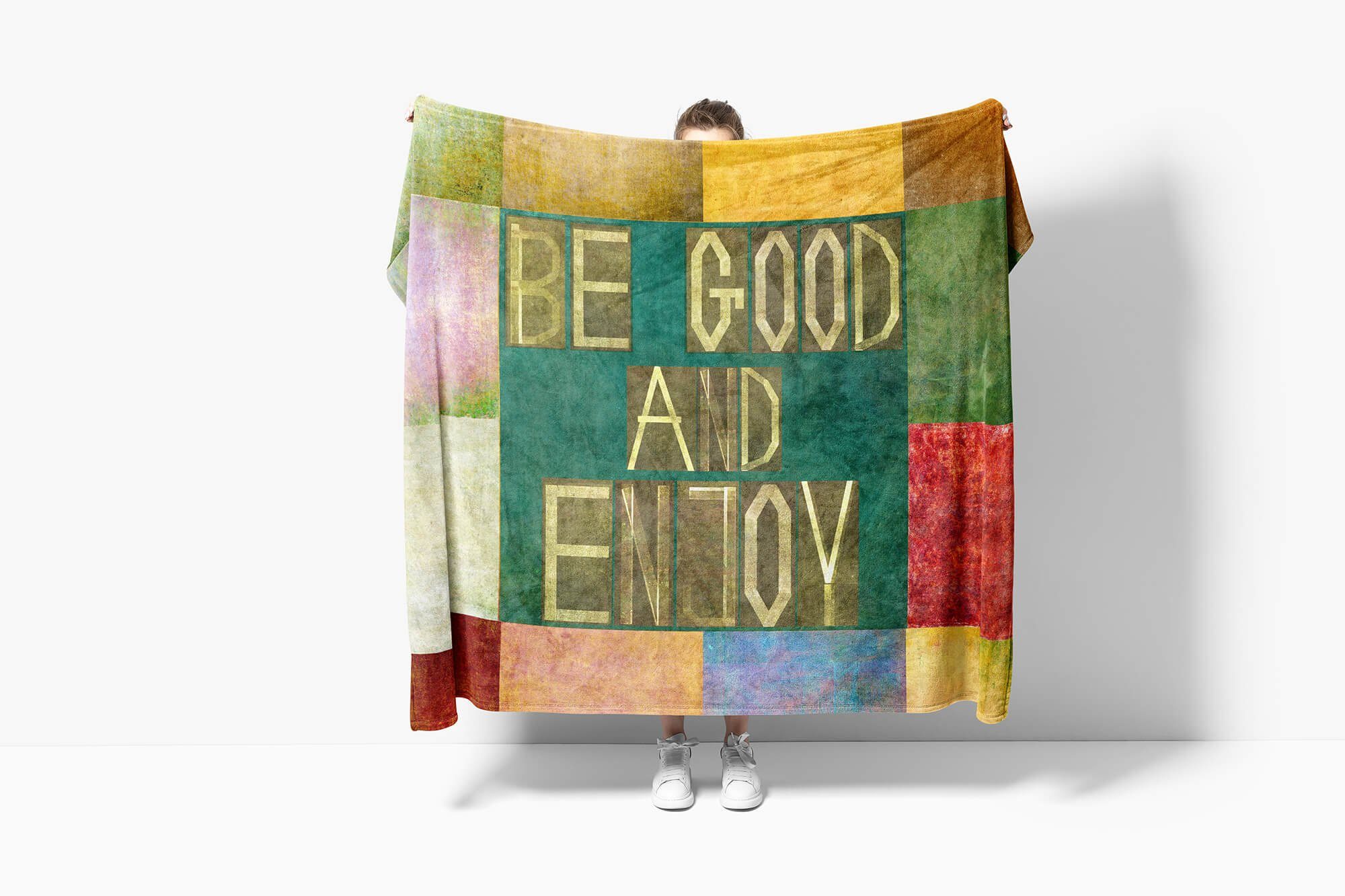 Kuscheldecke Good (1-St), Fotomotiv Handtücher mit Be Handtuch Handtuch Art Zitat Saunatuch Strandhandtuch Baumwolle-Polyester-Mix Sinus And,