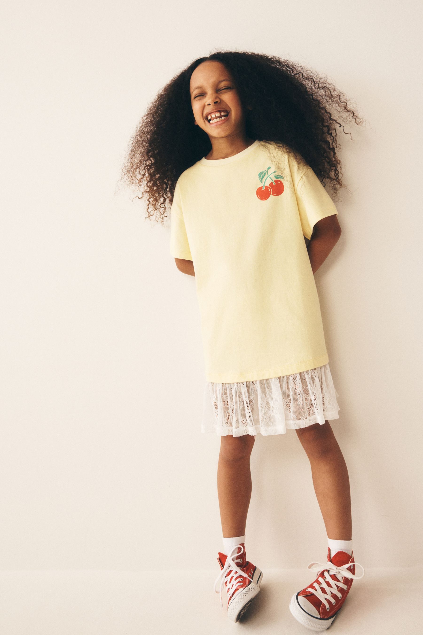 Next Shirtkleid 2-in-1-T-Shirt-Kleid mit Spitze (1-tlg)