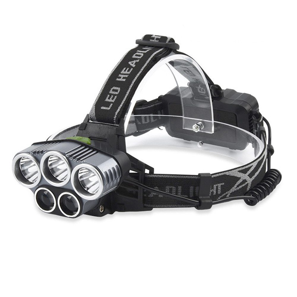 TUWENA LED Stirnlampe 5 LED 6 Modi Kopflampe, Wiederaufladbare Wasserdicht 3000 Lumen