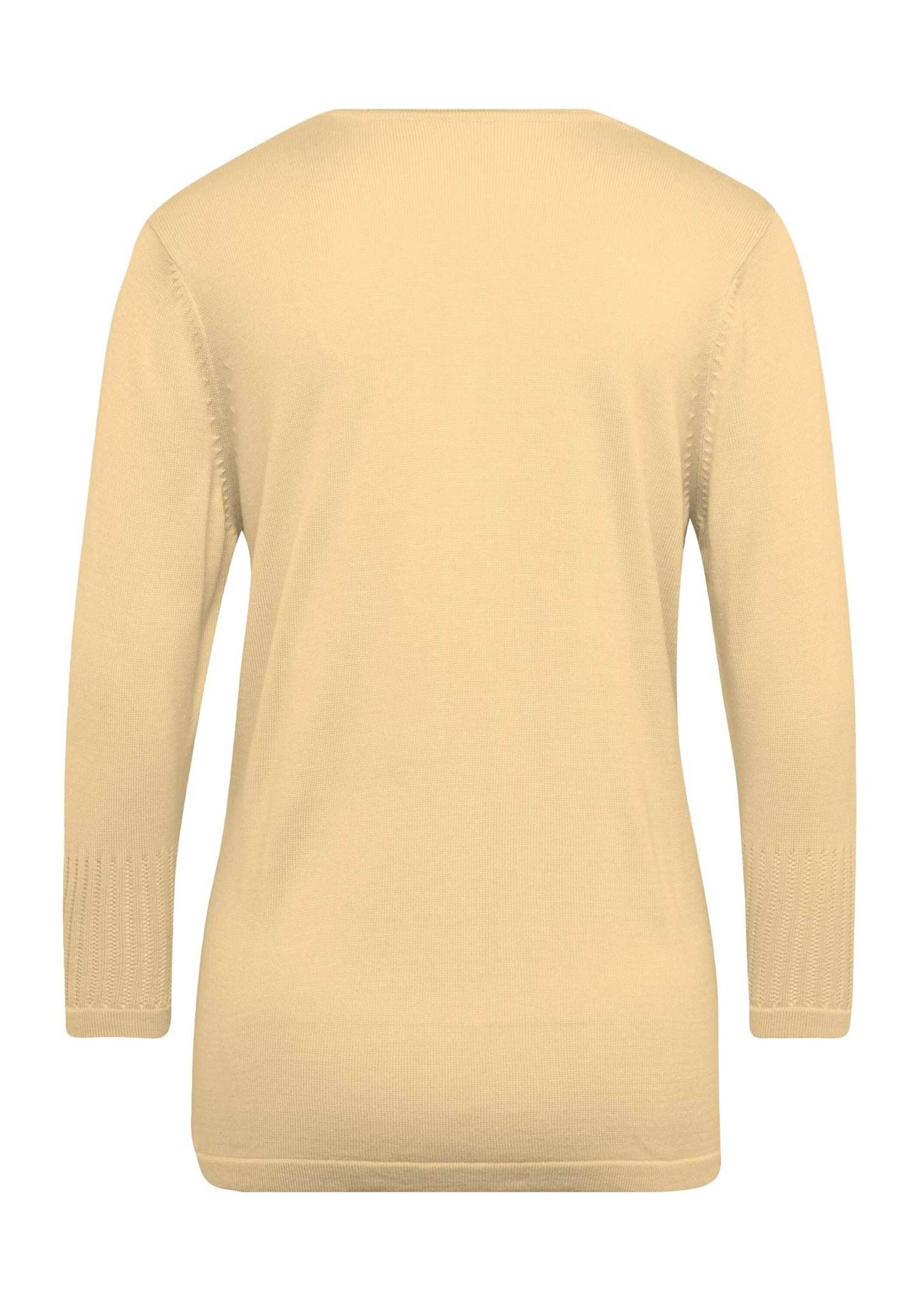 GOLDNER 3/4 pastellgelb mit Arm-Pullover Ajour-Pullover Gepflegter femininen Durchbrüchen