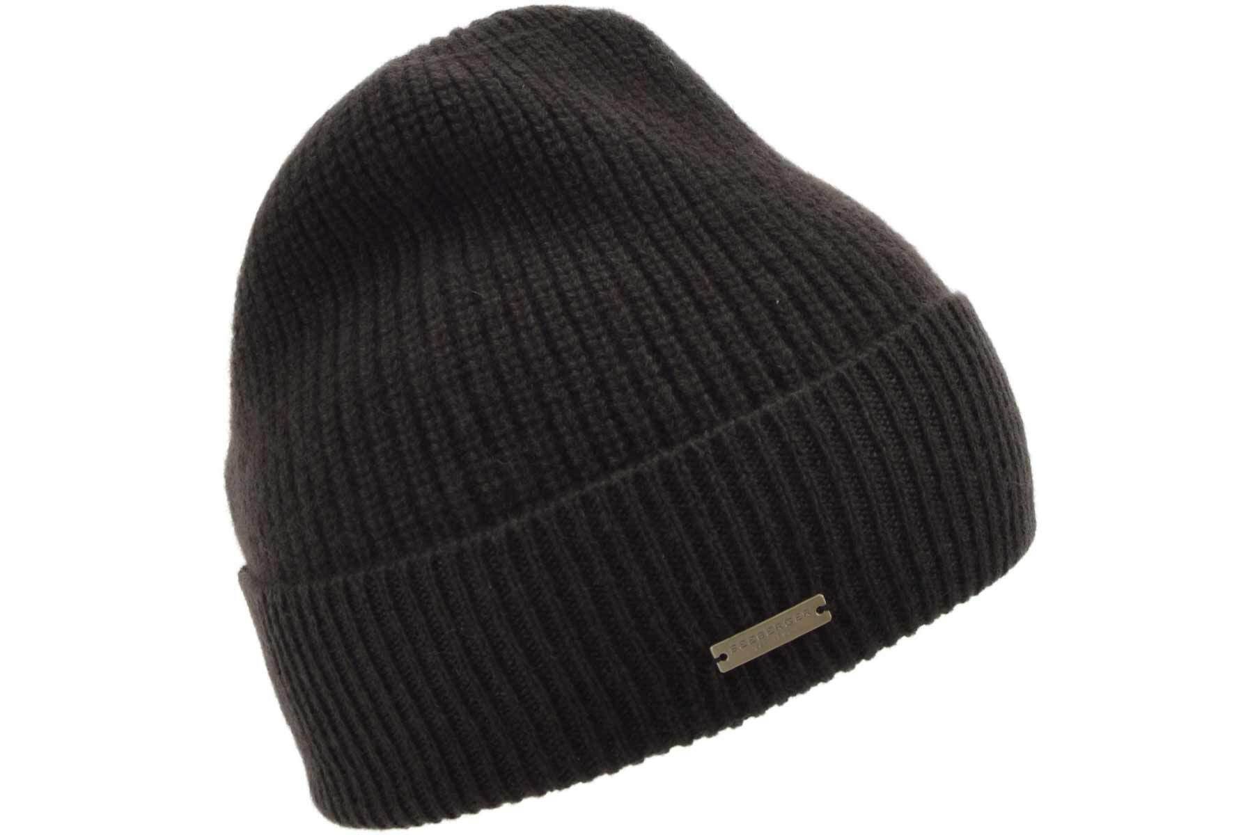 Seeberger Strickmütze Cashmere Beanie mit Aufschlag in Rippen-Muster 18300-2