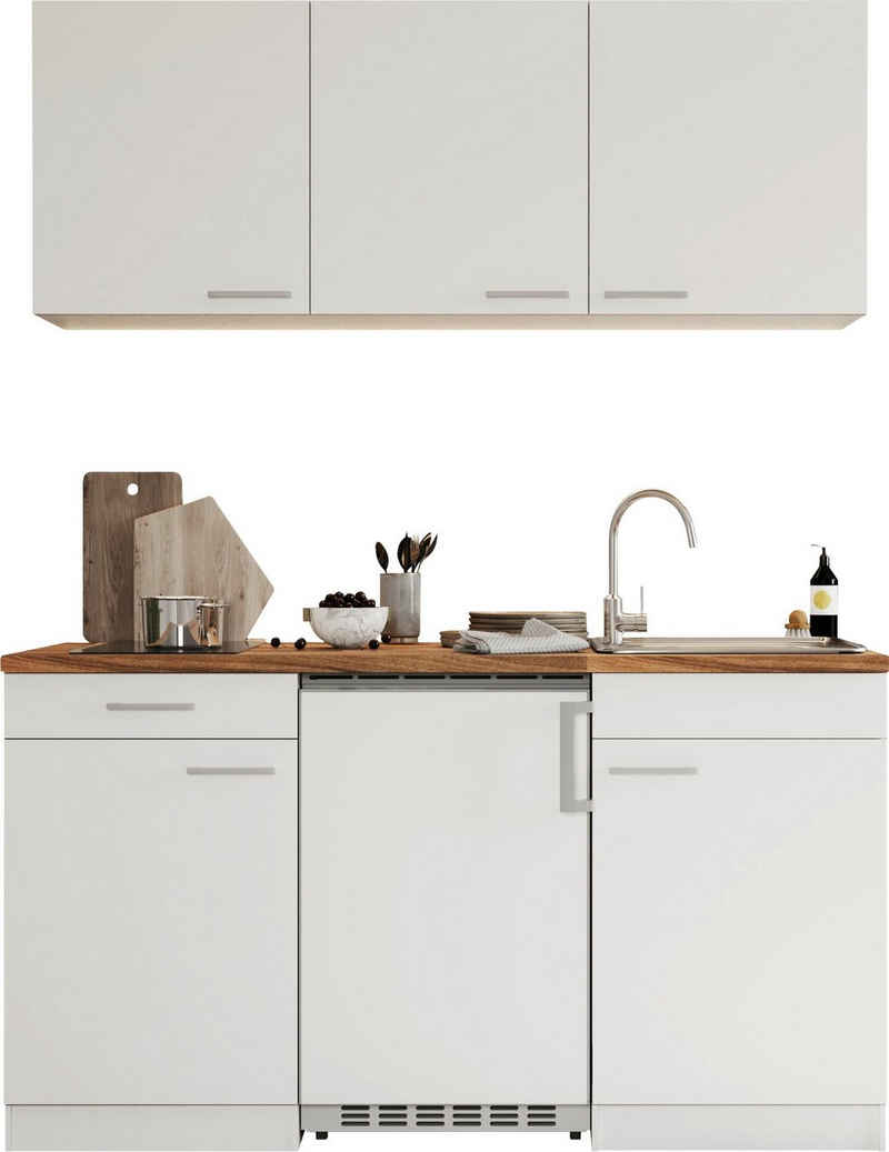 RESPEKTA Küche Luis, mit Glaskeramikkochfeld, wahlweise mit Mikrowelle, Korpus Weiß, Breite 150 cm, in exclusiver Konfiguration für OTTO