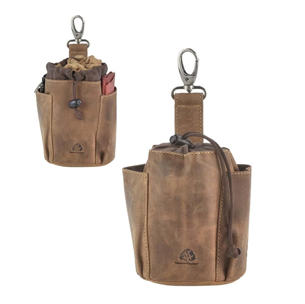 Greenburry Leckerlibeutel "Vintage" Leder, Futterbeutel Hunde und Pferde, Gürtelschlaufe und Karabiner