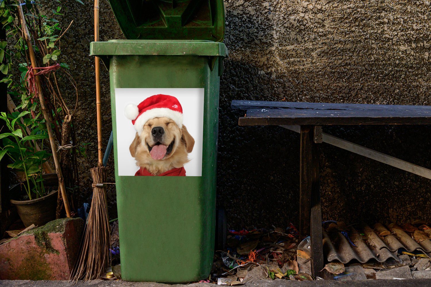 MuchoWow - Jungen Kinder Mädchen Sticker, St), Mülltonne, Hund - - (1 - - Mülleimer-aufkleber, Abfalbehälter Container, Lachen Wandsticker Lustig