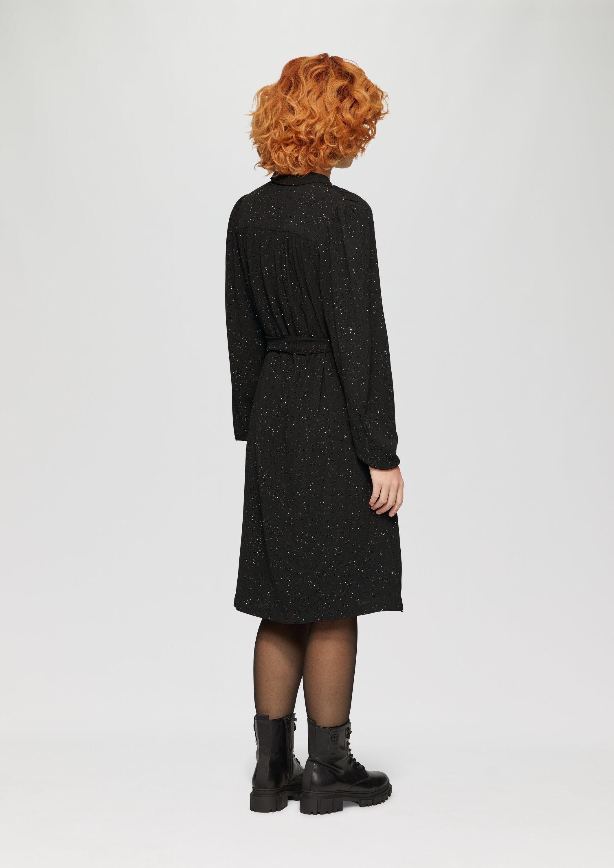 QS Minikleid Kleid Glitzerkleid mit Gürtel und Eingrifftaschen
