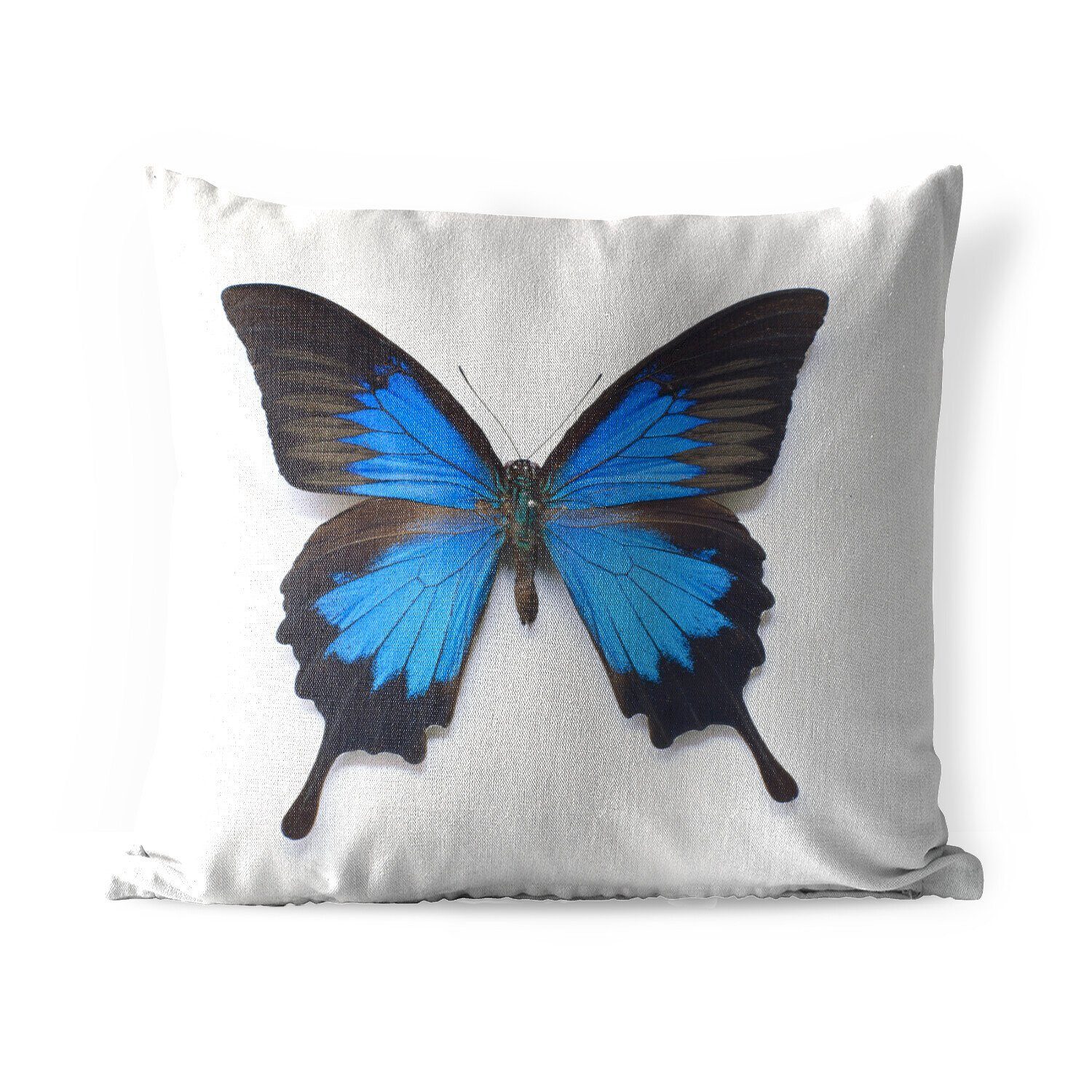 MuchoWow Dekokissen Schmetterling - Insekten - Blau, Kissenbezüge, Kissenhülle, Dekokissen, Dekokissenbezug, Outdoor