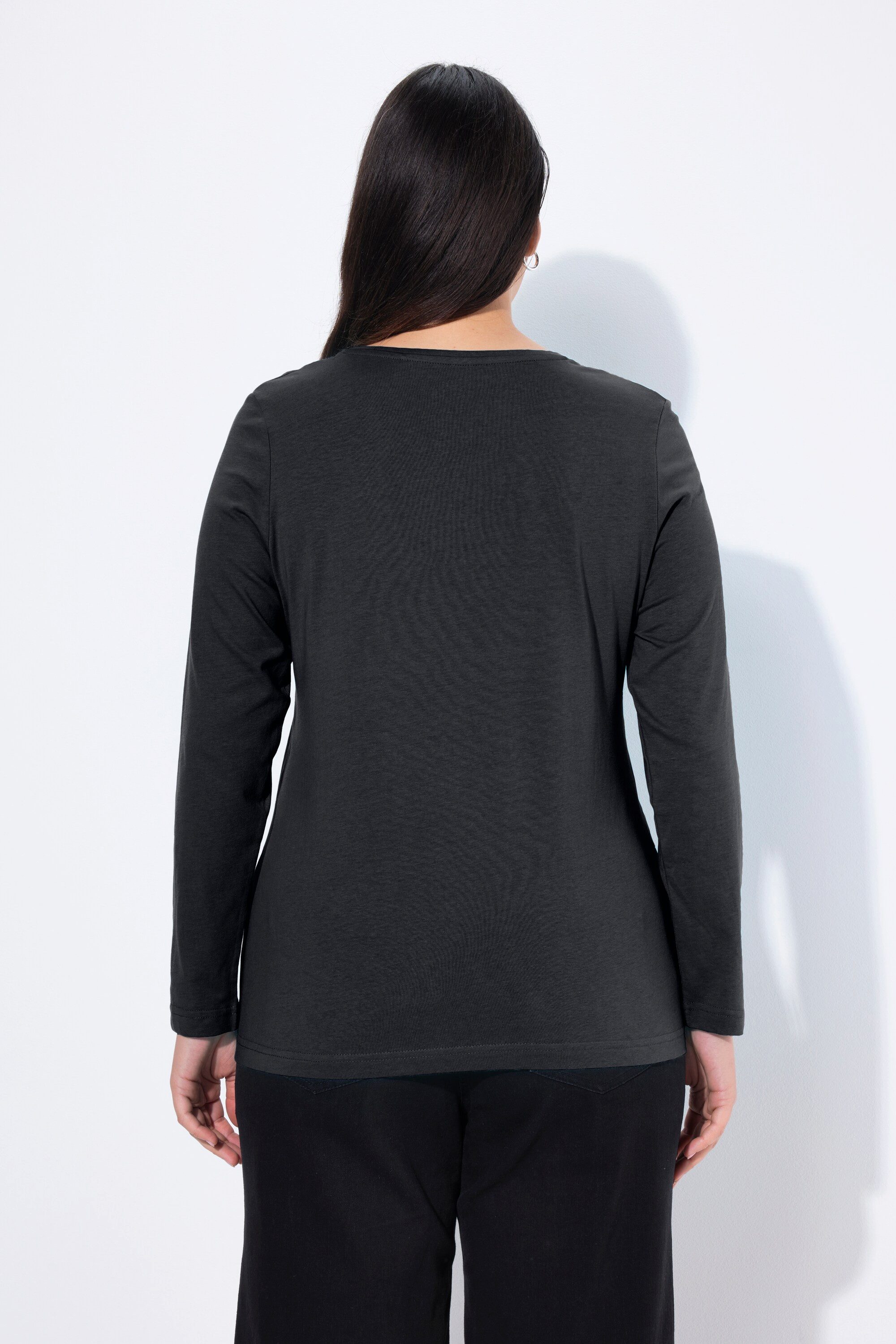 Ulla Popken T-Shirt Shirt Slim Rundhalsausschnitt Langarm
