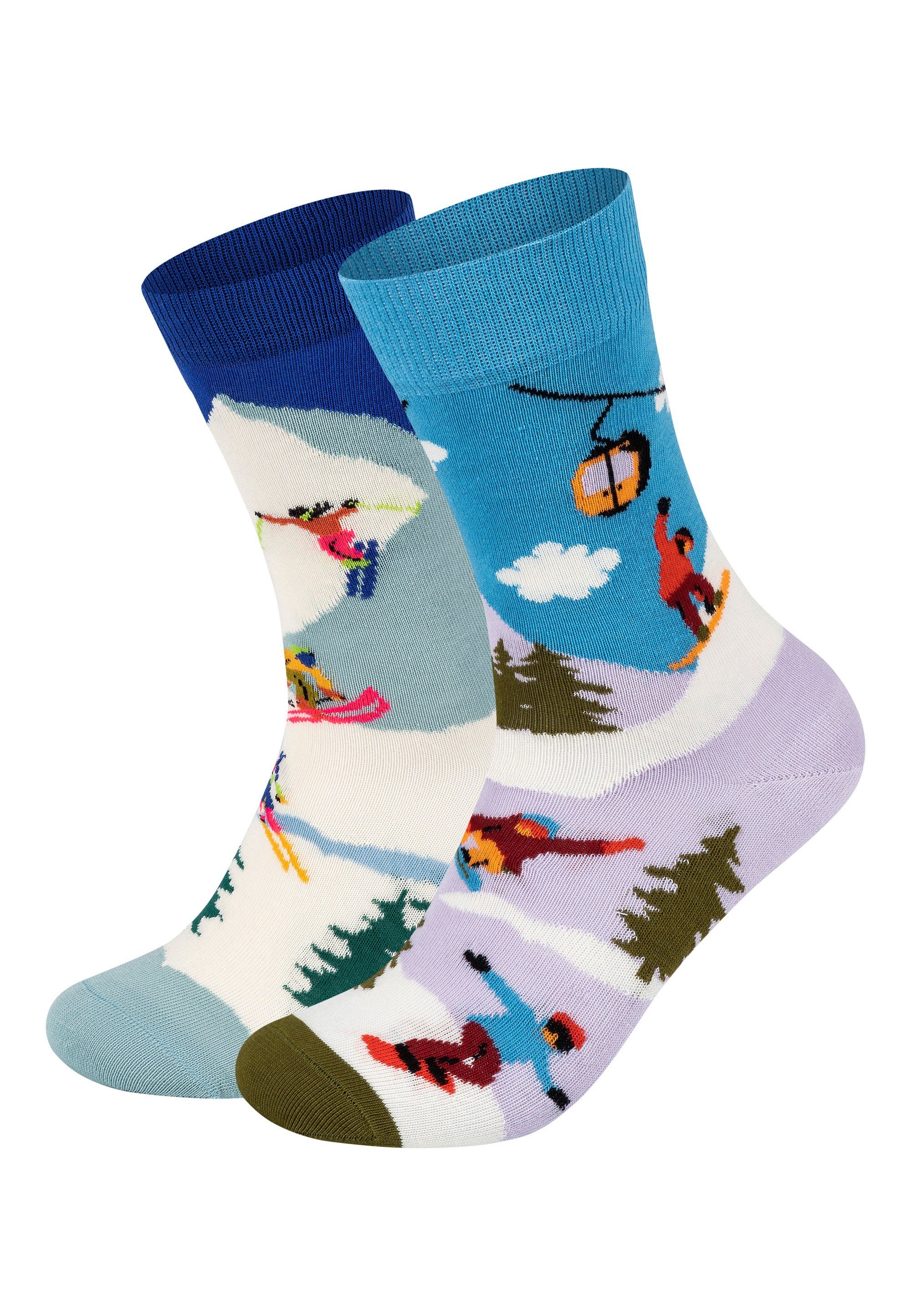Happy Socks Basicsocken Winterwonderland Snowboard-Skiing Aus weicher Baumwolle | Socken