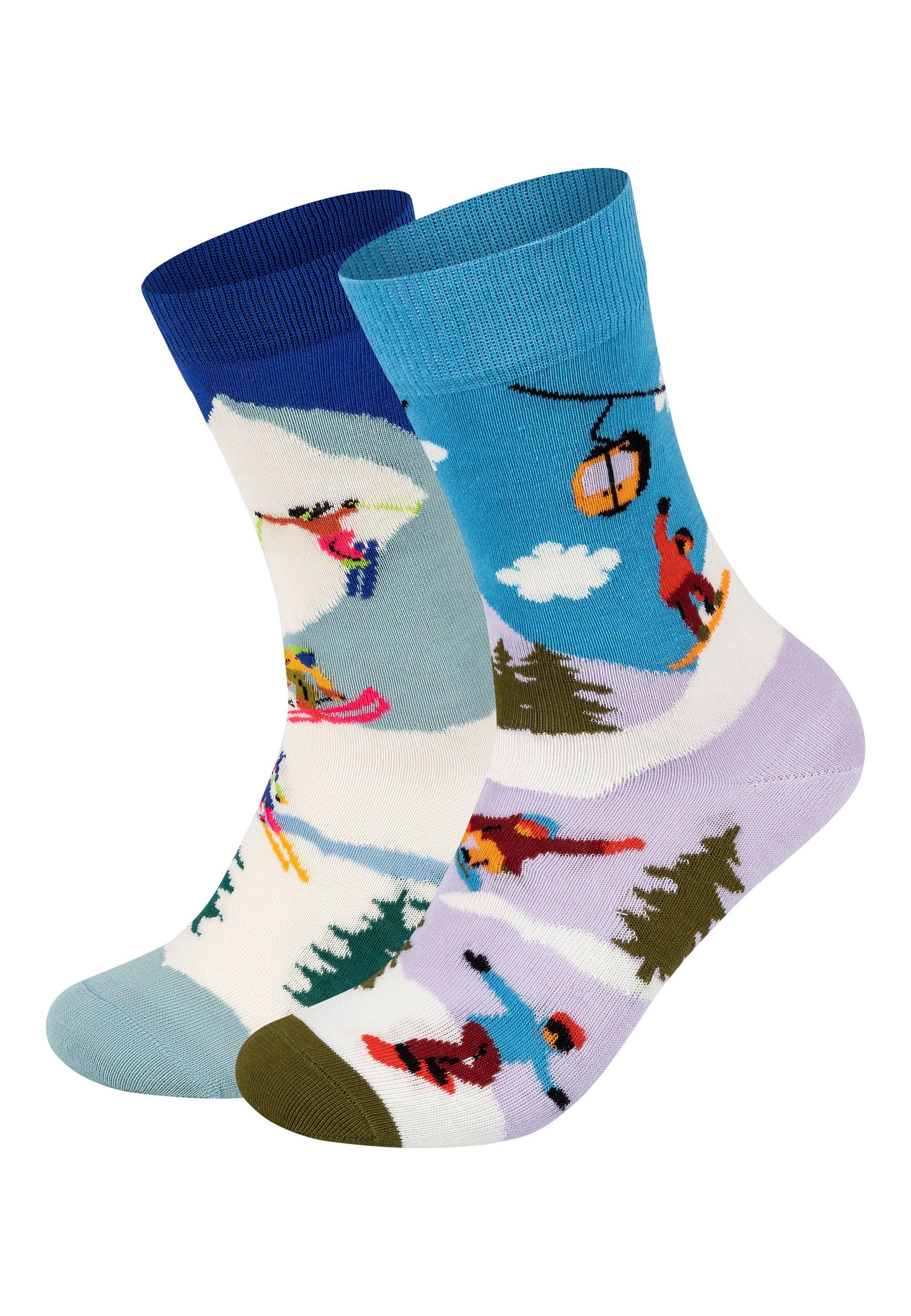 Happy Socks Basicsocken Winterwonderland Snowboard-Skiing Aus weicher Baumwolle