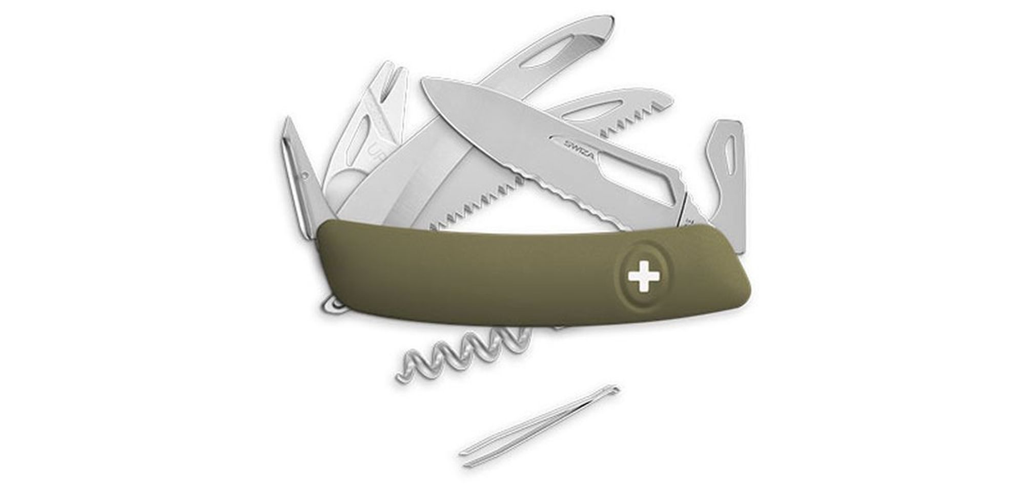 SWIZA Taschenmesser Swiza SH09 Jäger und Säge - Allmatt Zeckenzange - oliv 7,5 cm