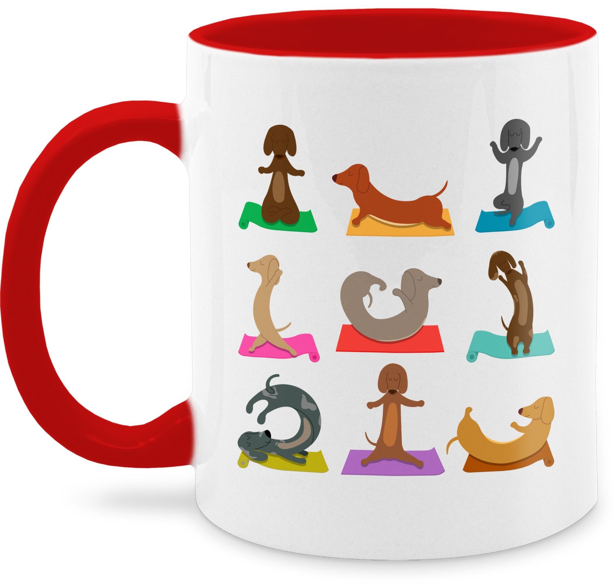 Tasse Dackel Lustig, Yoga Dackel Keramik, Rot 1 Hunde Shirtracer
