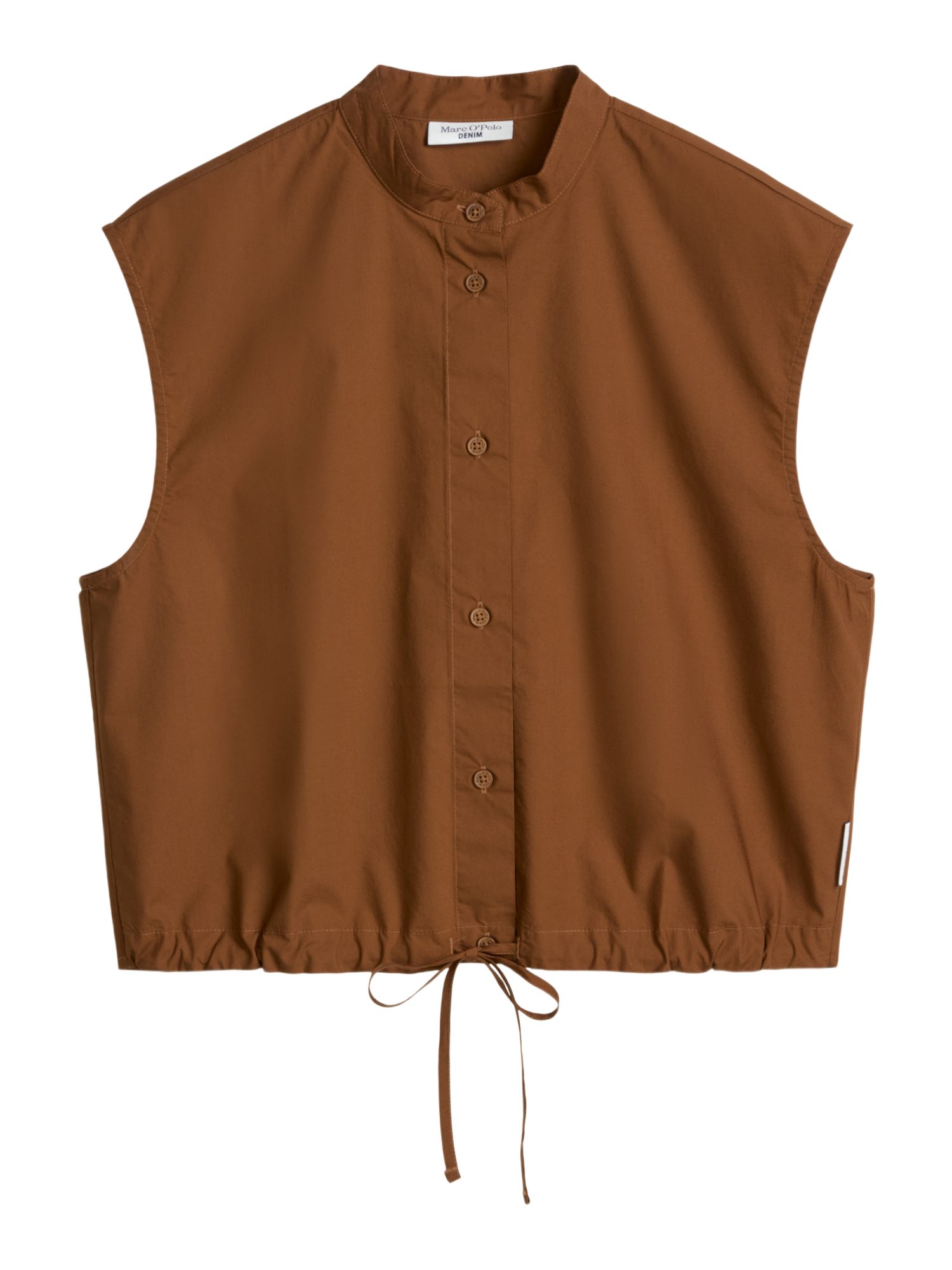 Marc O'Polo DENIM Blusenshirt braun,Casual,Baumwolle,Unifarben,Stehkragen,Ärmellos,Regular Fit