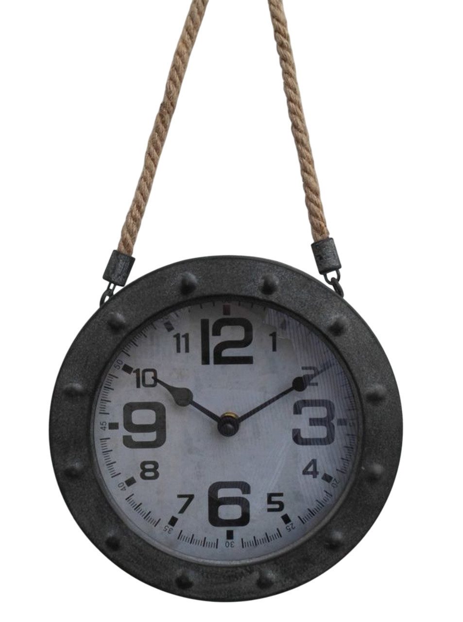 Deko-Impression Wanduhr Wanduhr / Uhr an Leinenkordel Loftstyle Eisen Grau- günstig online kaufen