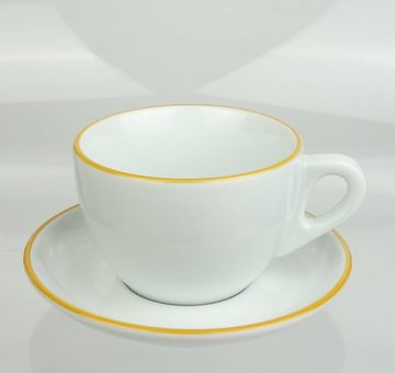 Ancap Cappuccinotasse dickwandig, gelber Rand, Made in Italy