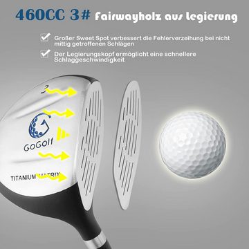 COSTWAY Golfschläger + Golfbag, mit Fairway-Holz, Eisen 7, 9 & Putter