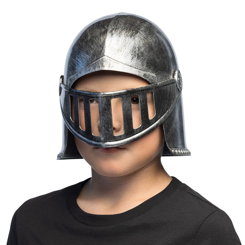 Boland Ritter-Kostüm Kinderhelm Ritter Deluxe silberfarben Helm für Jungen Kostüm-Zubehör, verstellbar - mit beweglichem Visier