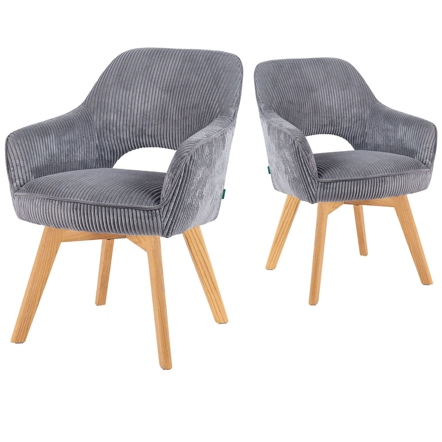 DUBI Möbel Polsterstuhl Mika-Lena 2er-Set, Federkern, Eiche geölt, 360° dre günstig online kaufen