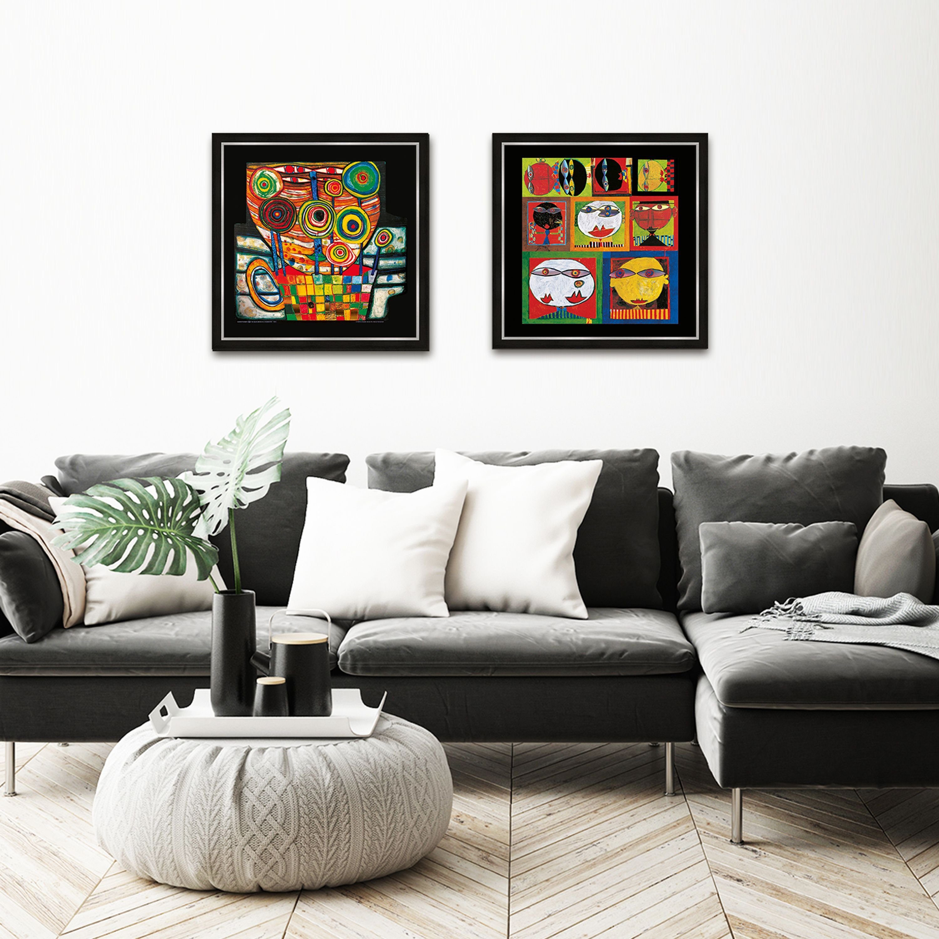 Bild Hundertwasser 53x53cm / gerahmt Wandbild Rahmen mit artissimo mit Rahmen Poster Bild /