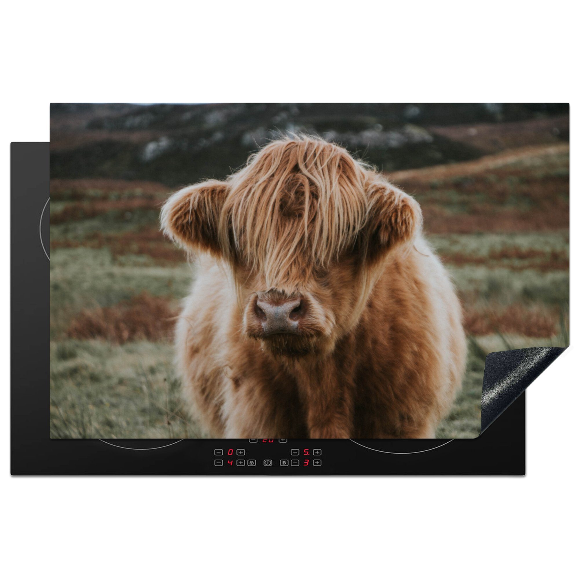 MuchoWow Herdblende-/Abdeckplatte Kuh - Haare - Tiere, Vinyl, (1 tlg), 81x52 cm, Induktionskochfeld Schutz für die küche, Ceranfeldabdeckung