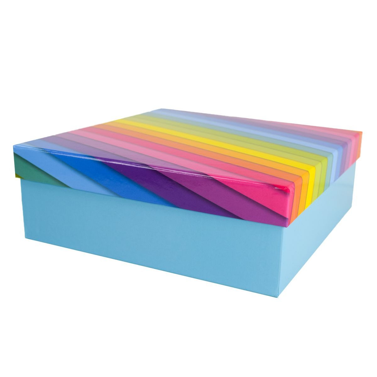 Out of the Blue Stapelbox Geschenkkarton in verschiedenen Größen hellblau mit Regenbogen, mit abnehmbaren Deckel