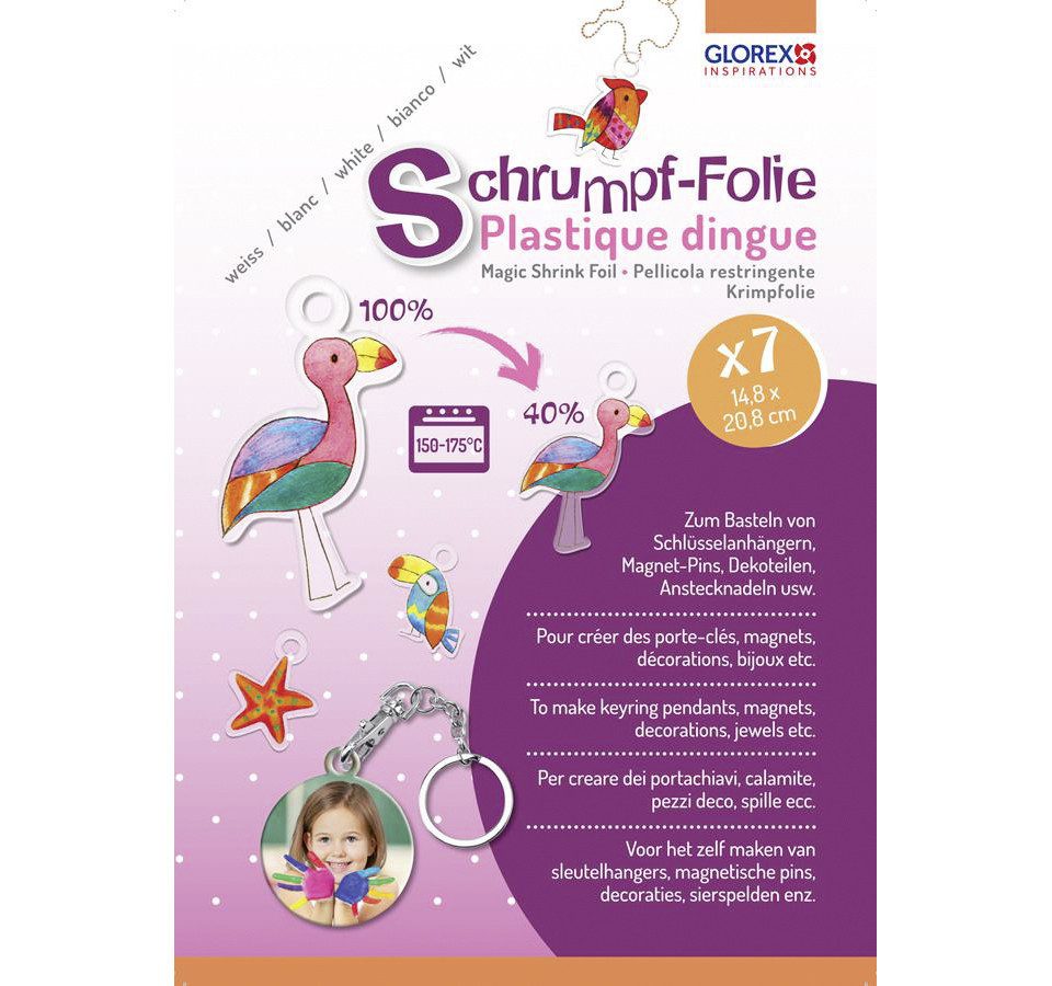 Glorex Bastelnaturmaterial Glorex Schrumpffolie A5 transparent, 7 Bogen