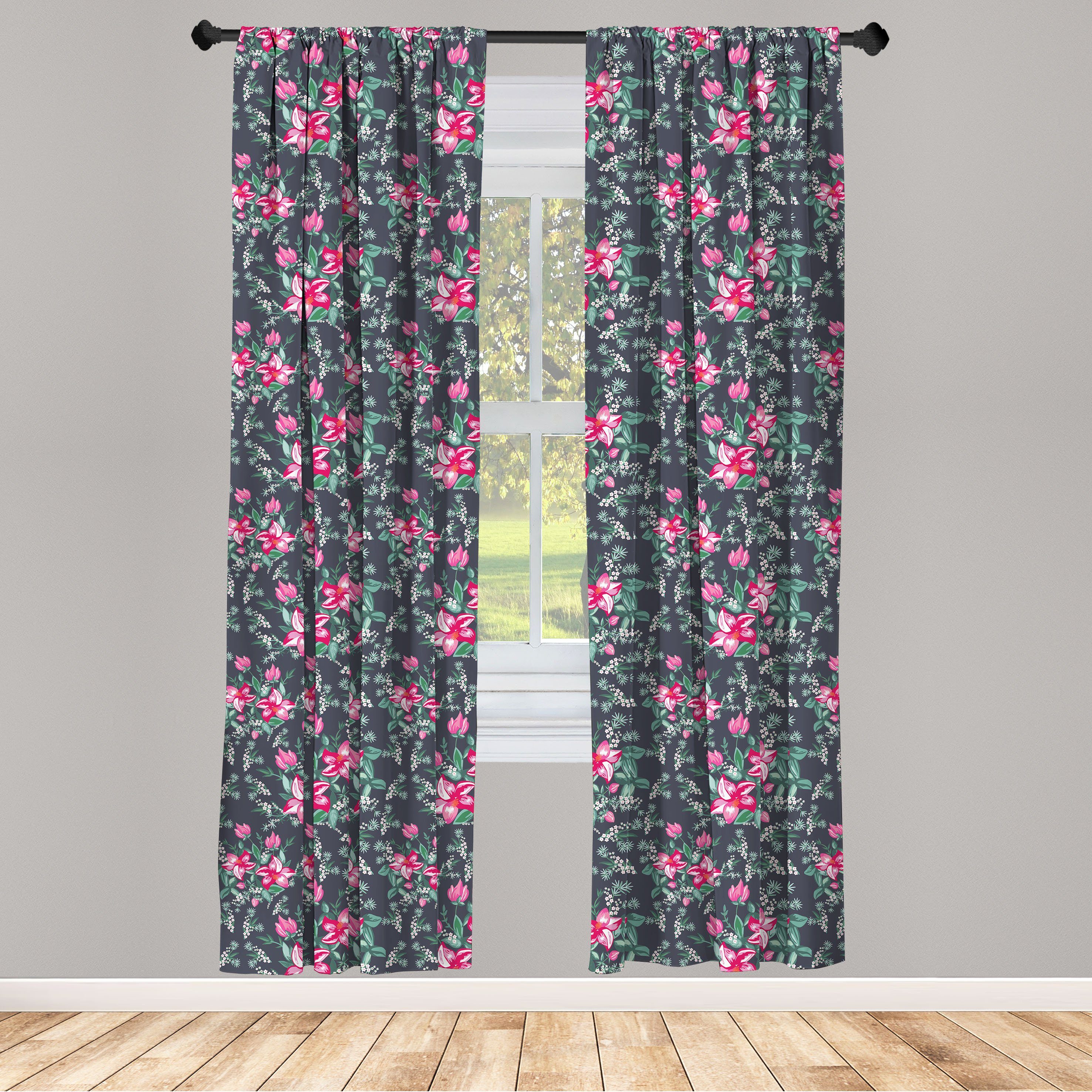 Gardine Vorhang für Wohnzimmer Schlafzimmer Dekor, Abakuhaus, Microfaser, Blumen Vivid Sommer-Blumen-Bouquet