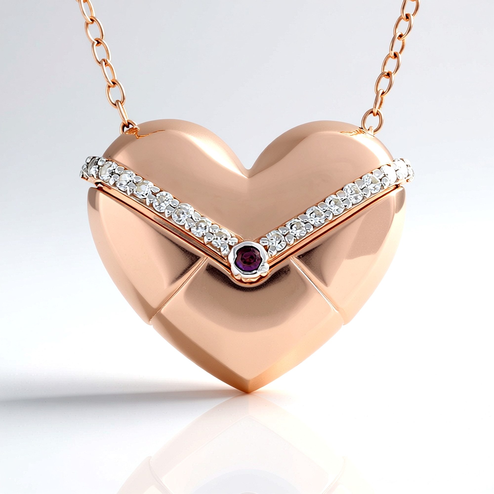 Cavill Silberkette Amethyst Rose Gold Vermeil Herz Halskette (1-tlg)