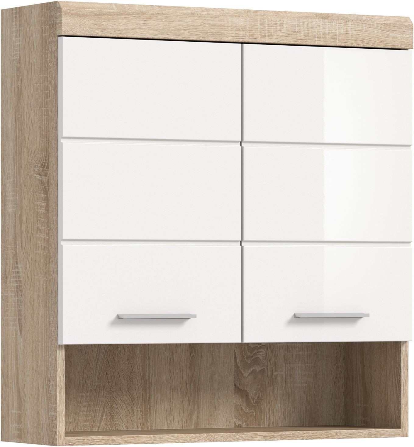 xonox.home Hängeschrank Sonoma Eiche Hell Weiß Hochglanz Melamin Modern 74x79x24 cm