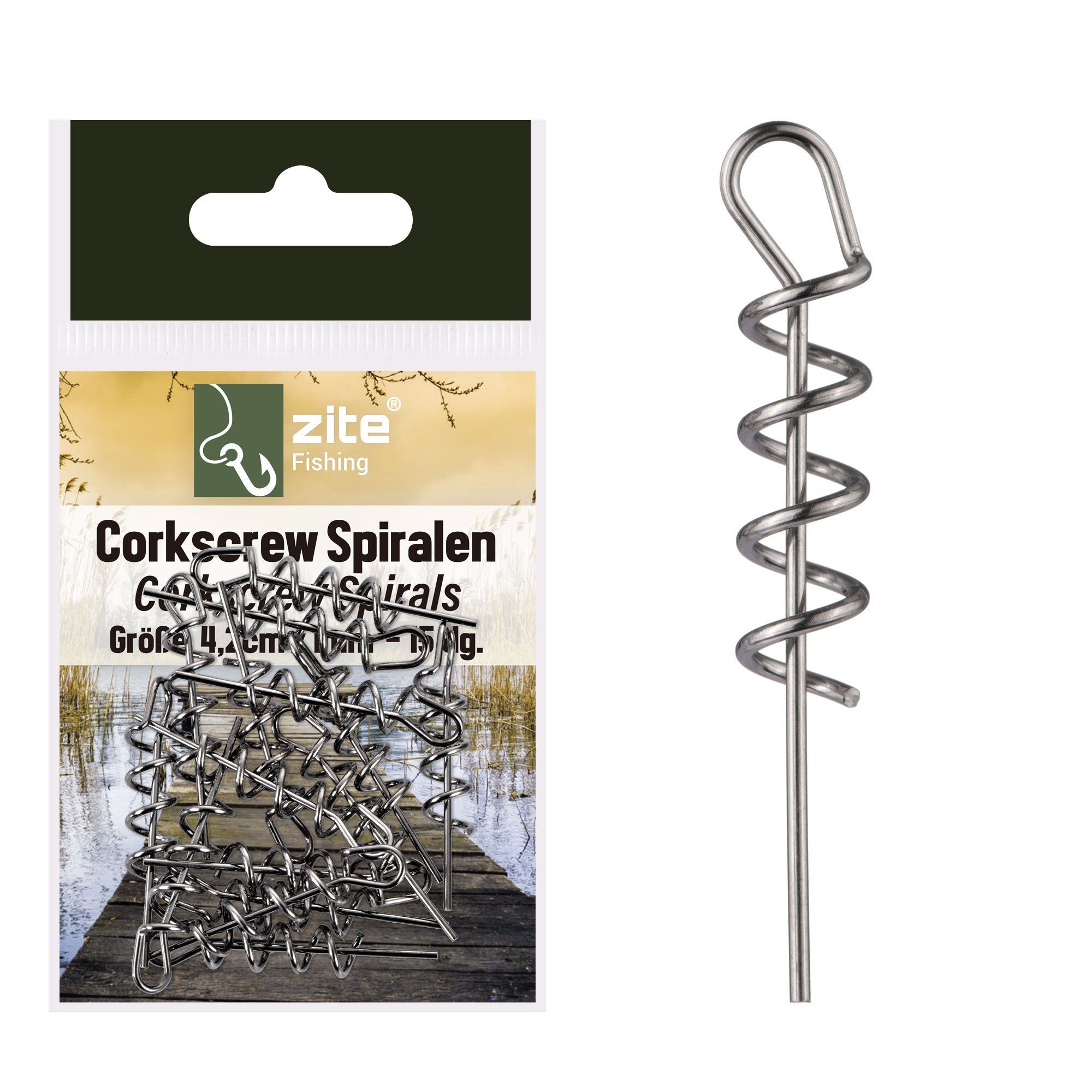 Zite Angelwirbel Cork-Screw Spiralen Softbait-Montage 15 Stück 4,2cm x 1mm