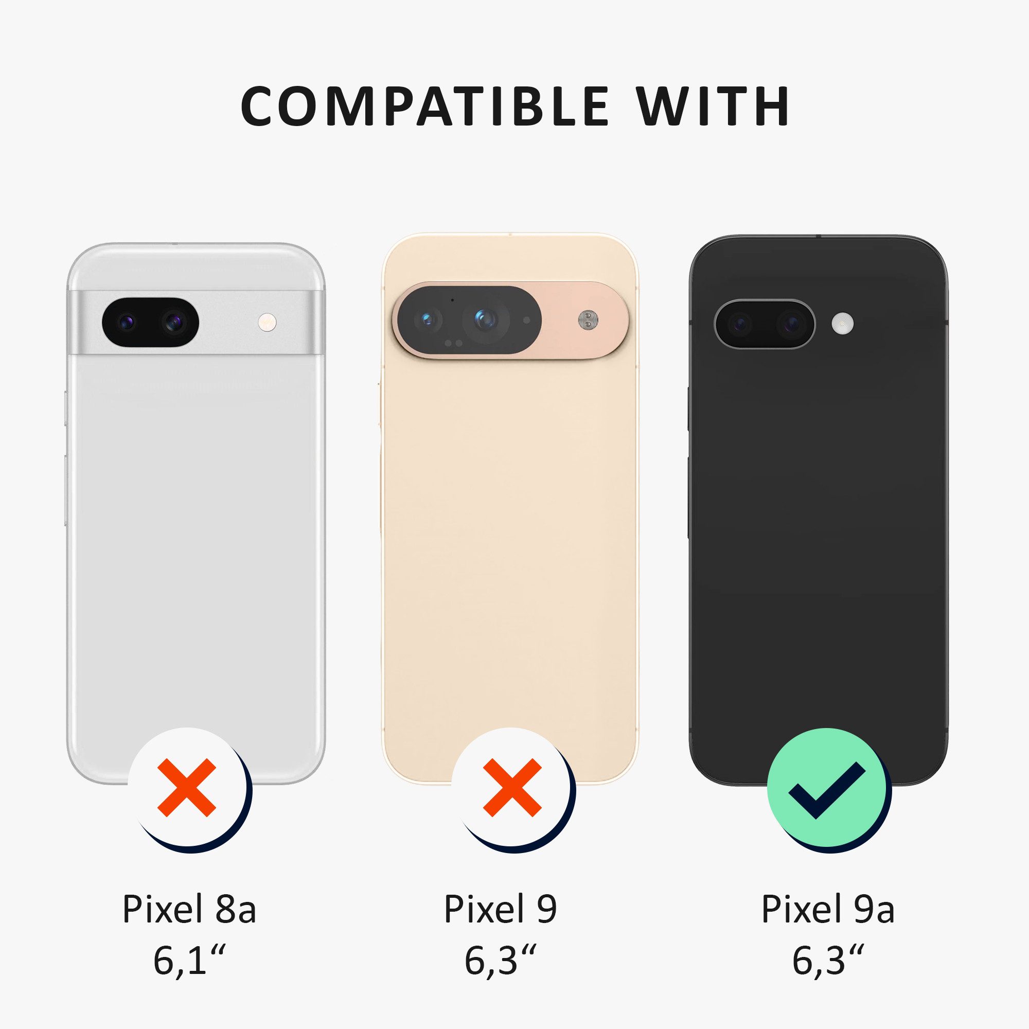 kalibri Handyhülle Hülle für Google Pixel 9a Case, Handyhülle mit 2x Glas Schutz Folie - Cover Handyhülle
