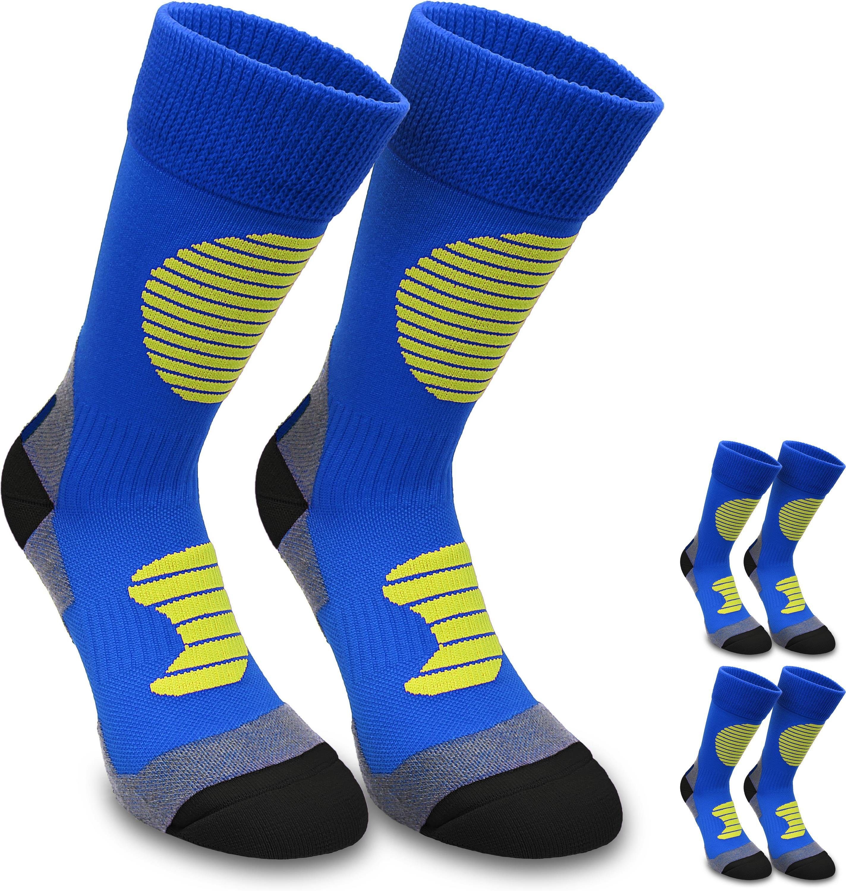 normani Sportsocken (3 Paar) mit Schienbein-Schutzpolster Blau/Gelb