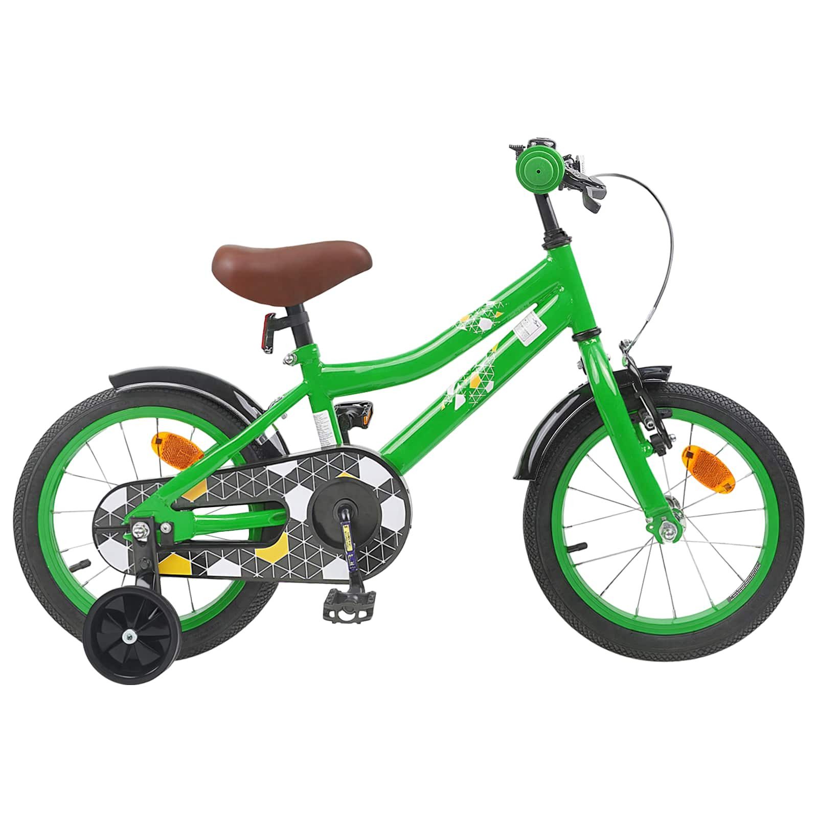 vidaXL Kinderfahrrad 104 x 51 x 73 cm Kinderfahrrad 14 Zoll für 3-5 Jahre alt Grün Stützräd
