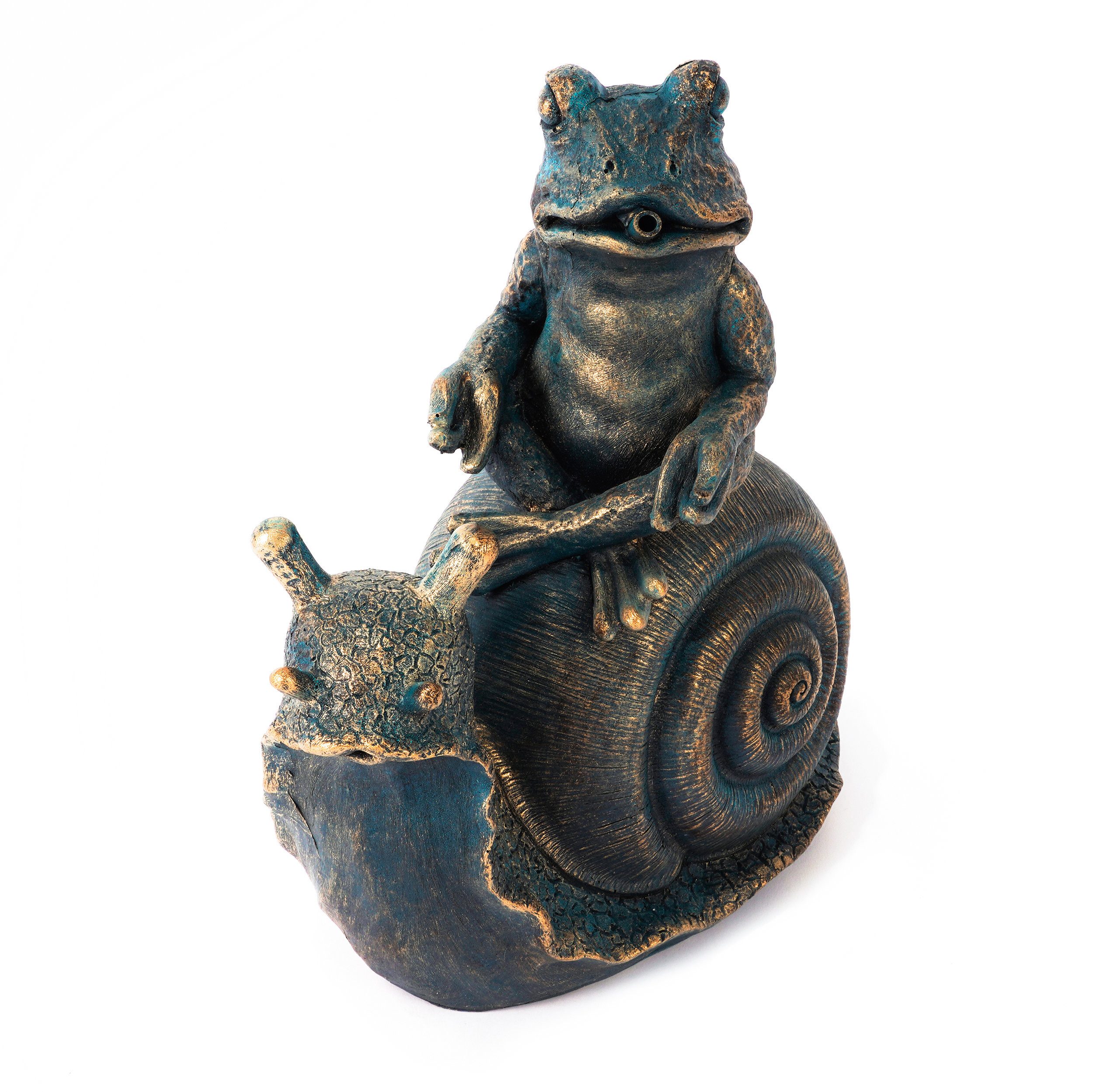 esotec Wasserspeier Figur Lilly und Nelly, 24,5x14,5cm Schlauch 2m Altkupfer-Design 100775 (Komplettset)