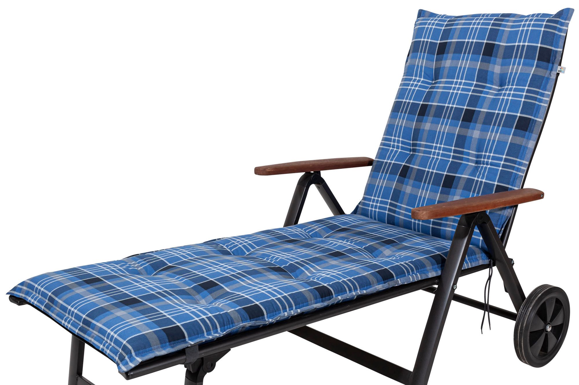 KETTtex Liegenauflage Rollliege Milano 2394 blau-grau kariert 190x60x6 cm KETTtex, (1 St), Halteband verstellbar mit Bindebändern Klettband