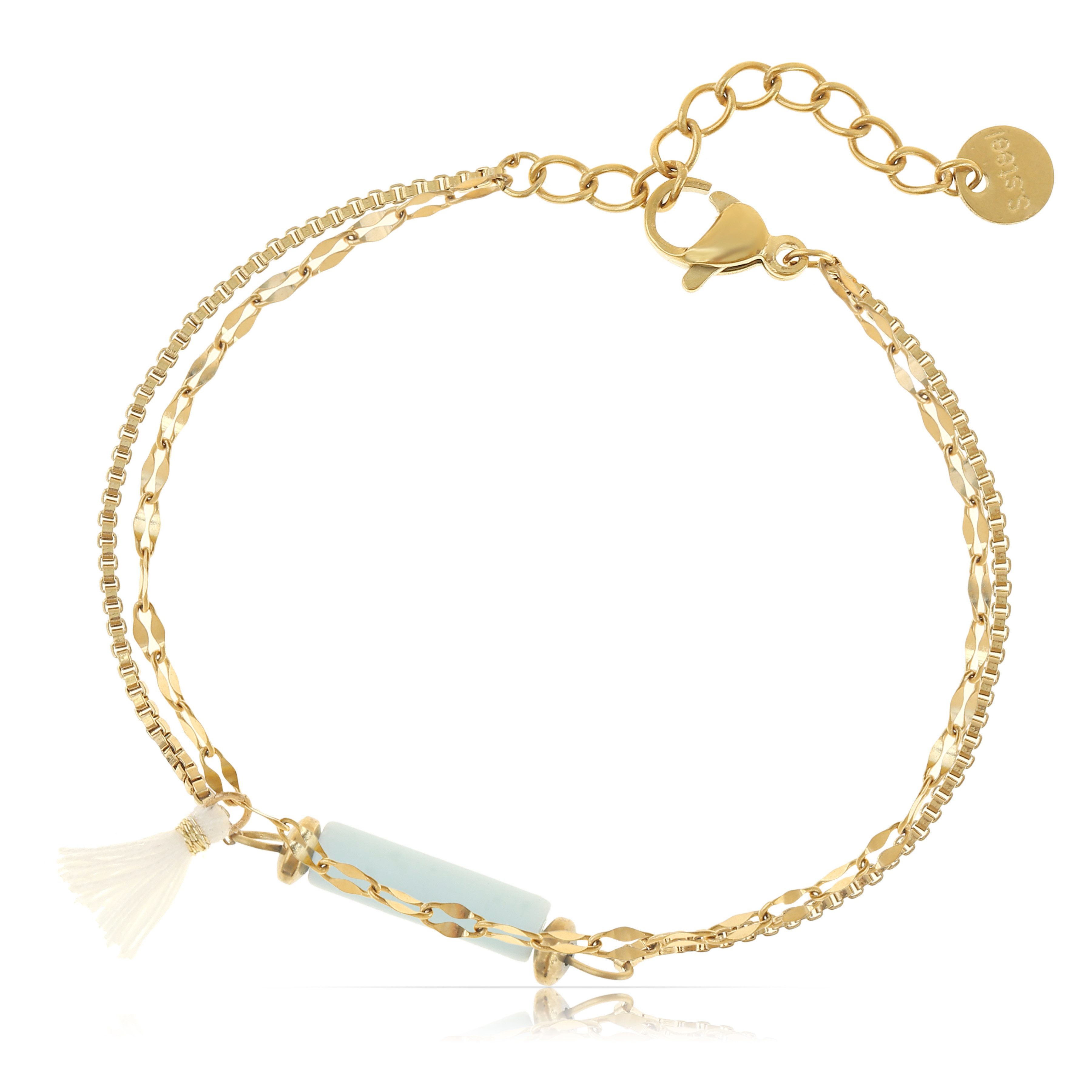 Made by Nami Armband Set Zweireihiges Damen Armband goldfarben Perlen Anhän günstig online kaufen