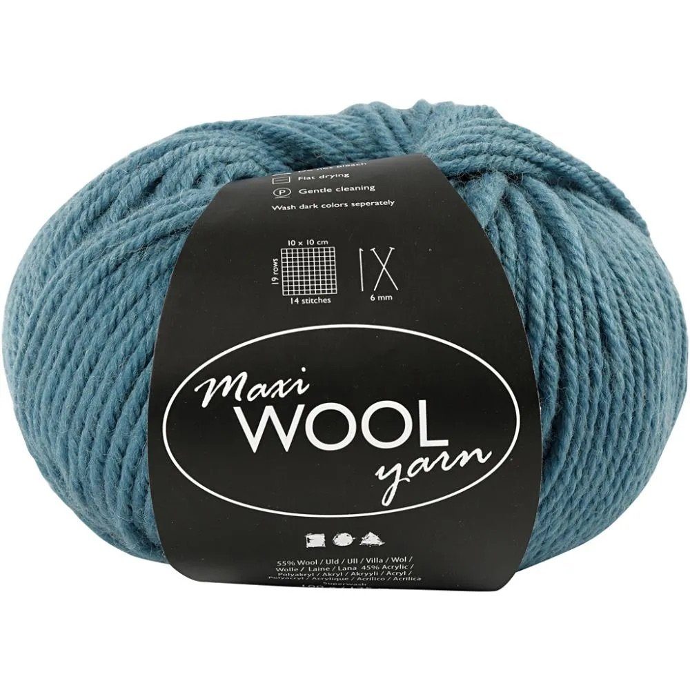 Creotime Dekofigur Wolle Maxi WOOL yarn, L: 125 m, 100 g/ 1 Knäuel Petrol