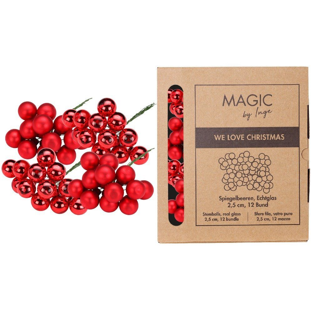 Red - by Stück MAGIC Weihnachtsbaumkugel, am 2.5cm Weihnachtskugeln Inge Draht 144 Merry Glas