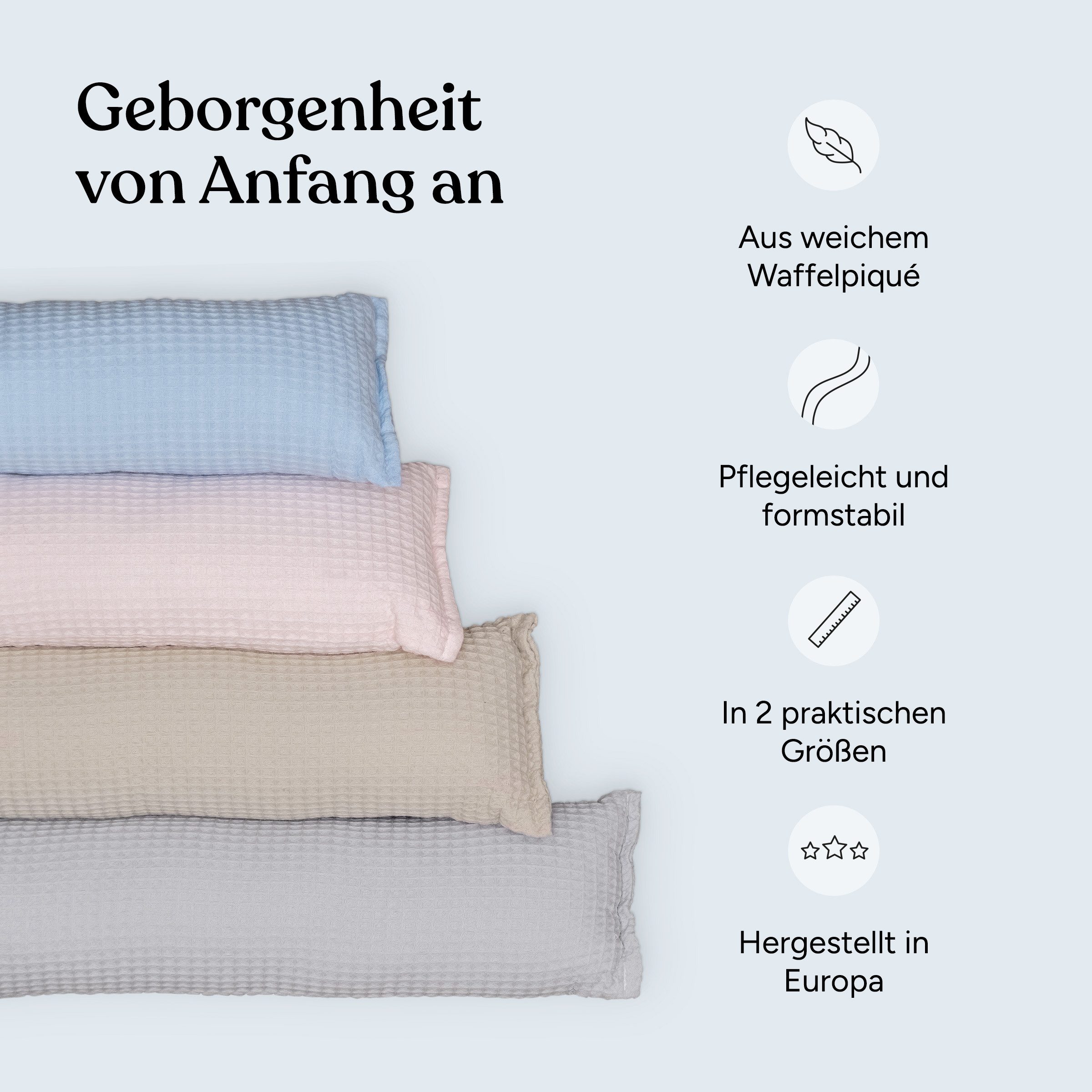 Ehrenkind Nestchenschlange Bettschlange aus 100% Bio-Baumwolle, Schutz und Geborgenheit, (Kuschelschlange, Bettumrandung Babybett), Bettschlange Baby