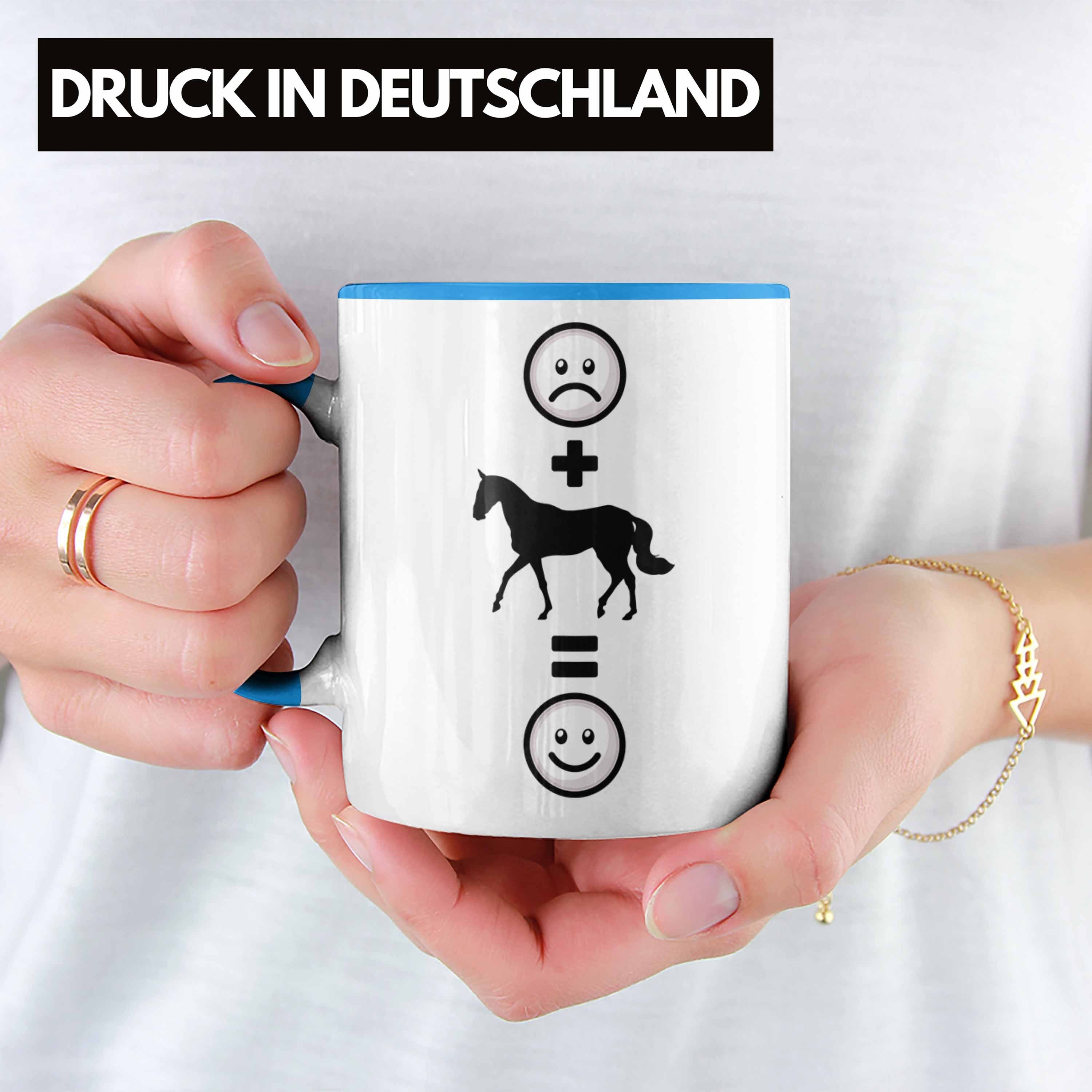 :(Pferd Reiterin Geschenk Tasse Reiten Trendation Blau Pferdeliebhaber Tasse für Pferde