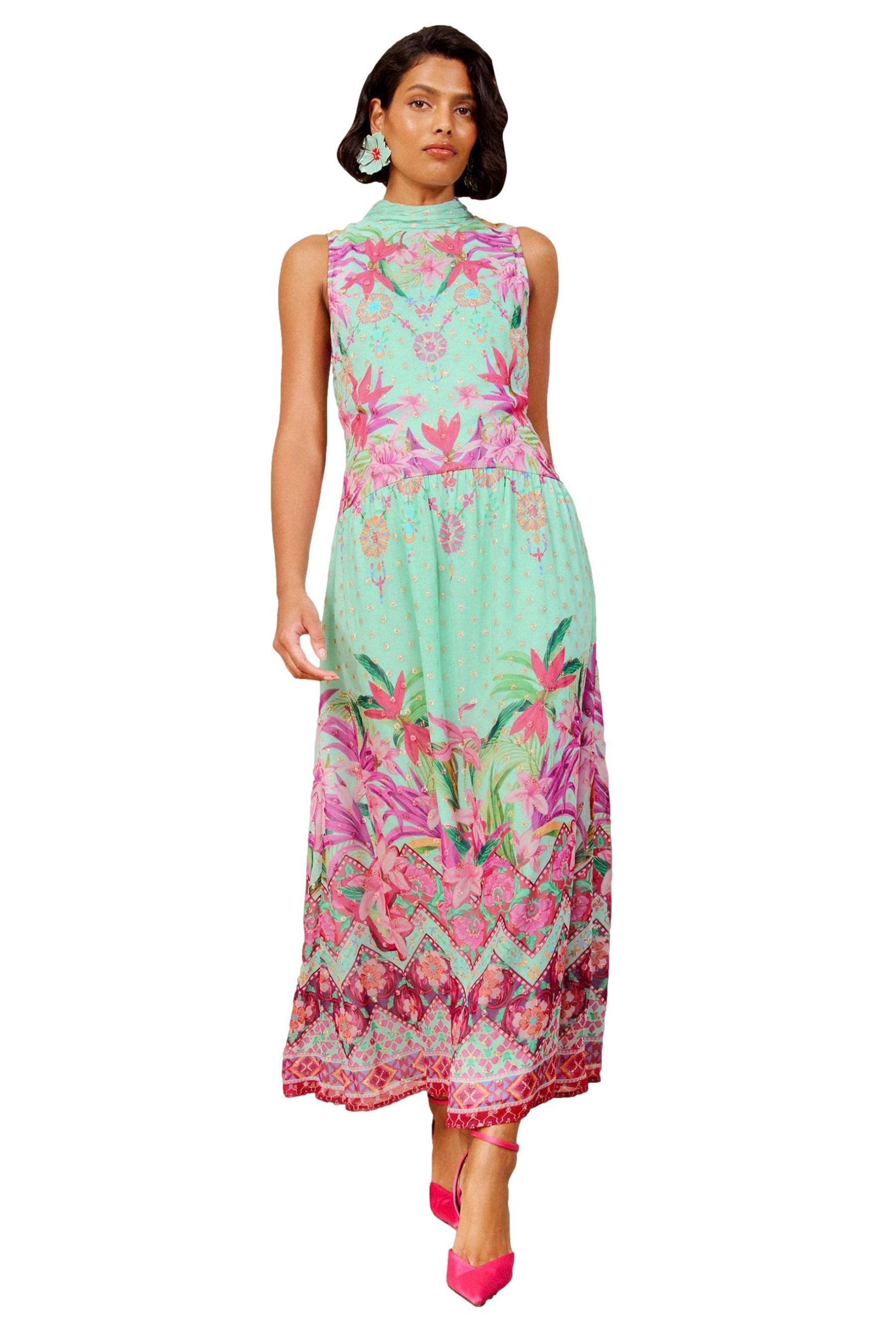 Love & Roses Maxikleid Love & Roses Maxikleid mit Schleife, Petite (1-tlg)