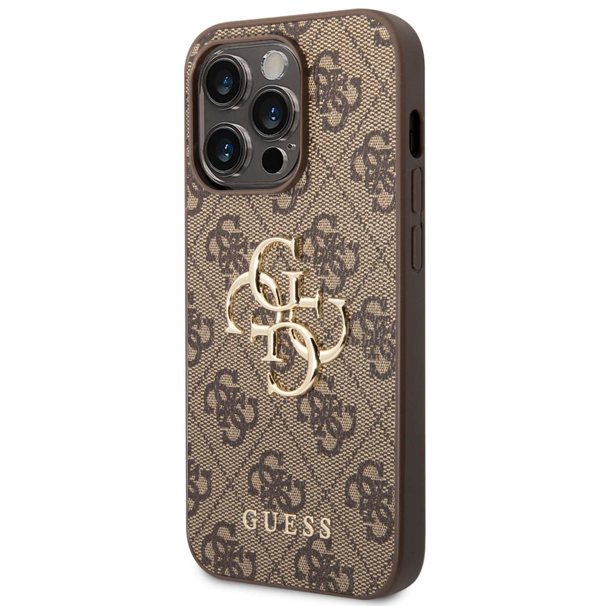 Guess Backcover Guess 4G Metal Logo Back Cover Apple iPhone 15 Pro - Braun