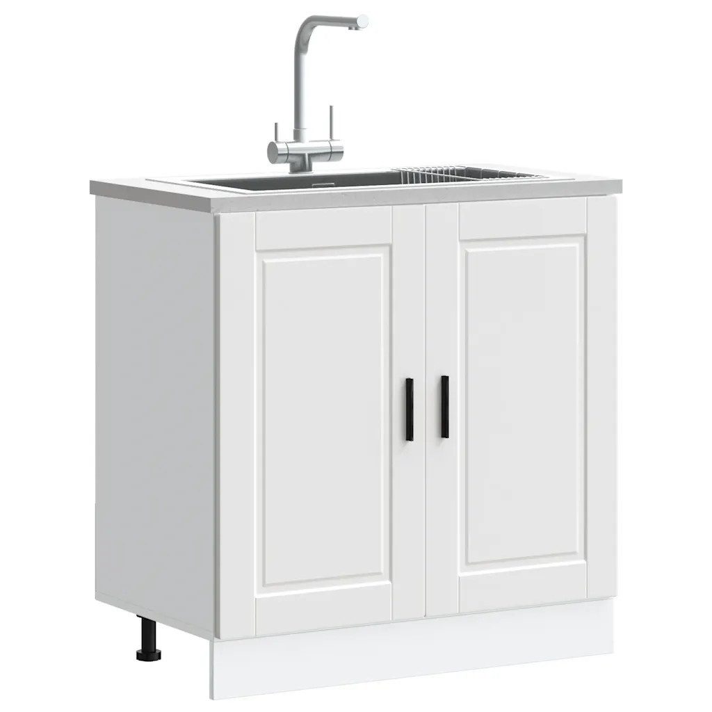 '47 Brand Küchenbuffet vidaXL Spülenunterschrank Porto Weiß 80x46x81,5 cm Holzwerkstoff