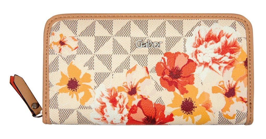 Gabor Geldbörse BARINA FLOWER WALLET Long zip wallet, mit schönem Blumenprint orange