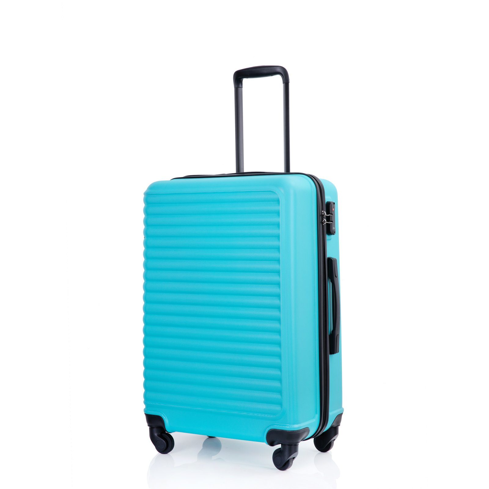 Flieks Hartschalen-Trolley, 4 Rollen, Koffer Handgepäcktrolley Reisekoffer, ABS-Material, TSA-Schloss Hellgrün