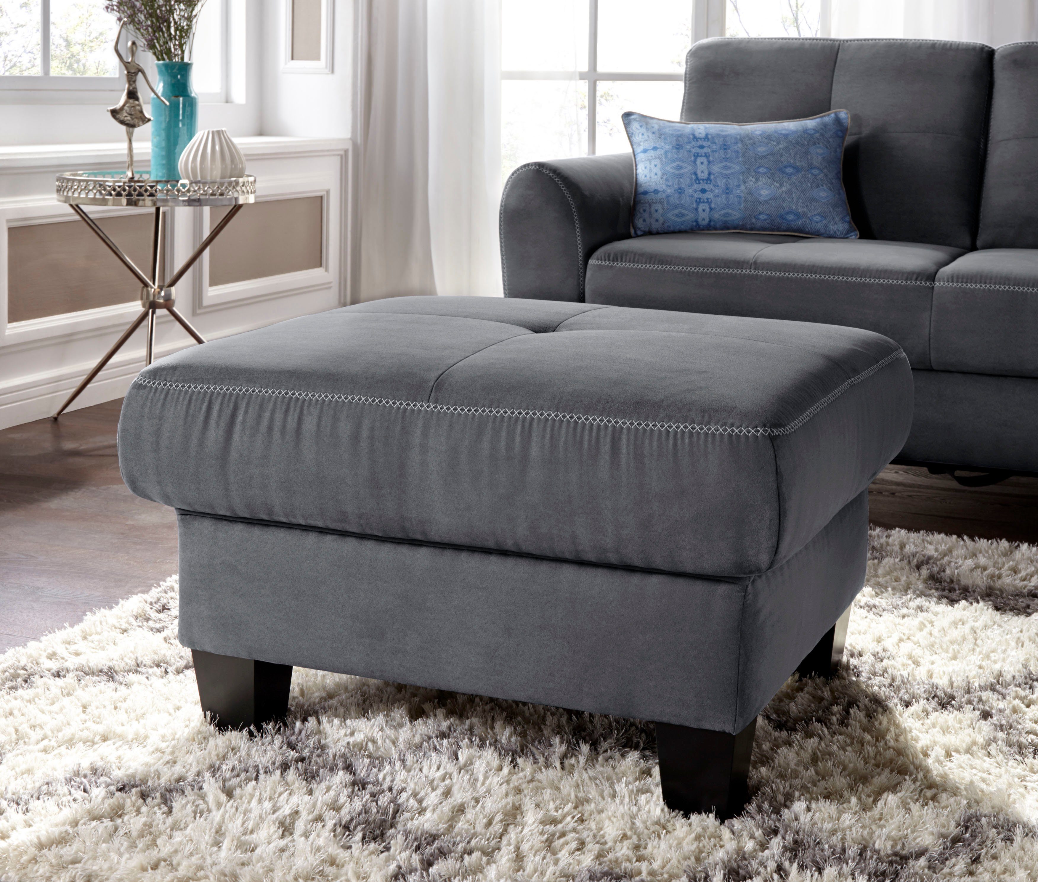 PLACES OF STYLE Polsterhocker "Varese" Kreuznaht in beige günstig online kaufen